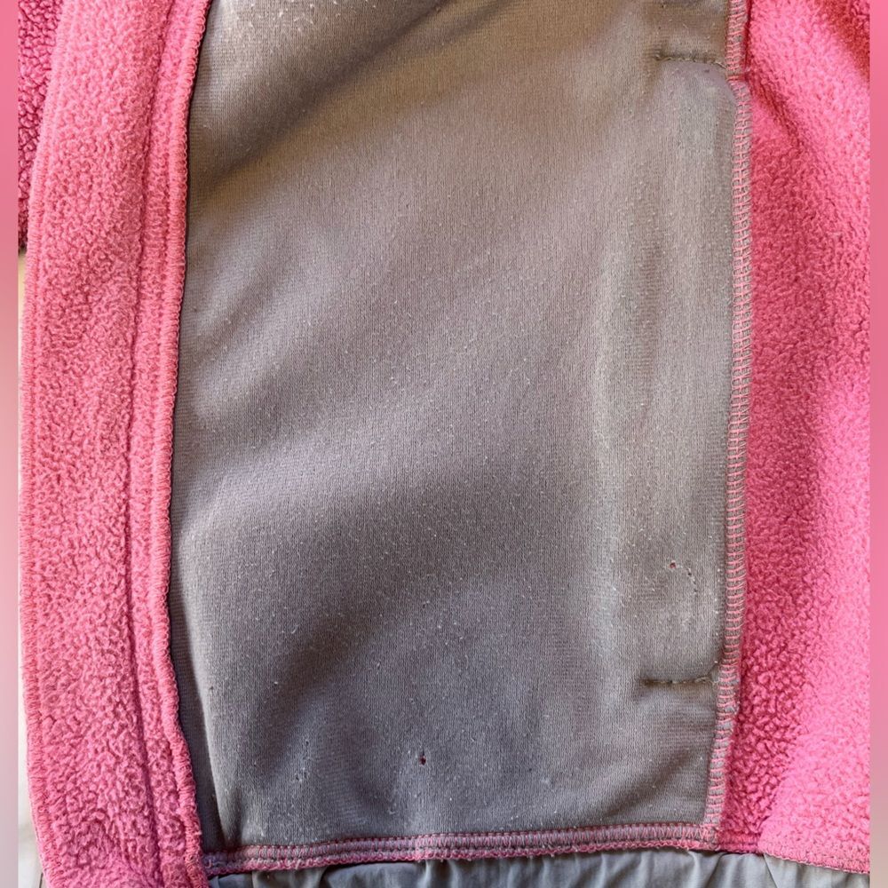 The North Face | Polartec Pink Gray Full Zip Logo Pockets Girls‎ Jacket Coat L - Picture 6 of 11